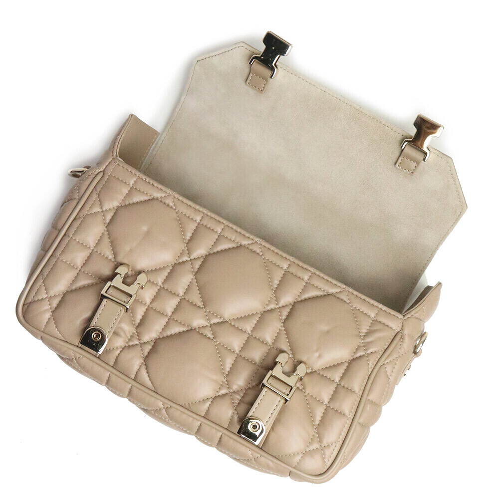 Dior Cannage Beige Shoulder CAMP Messenger Christian Leather Bag Tan Calfskin - Picture 3 of 12